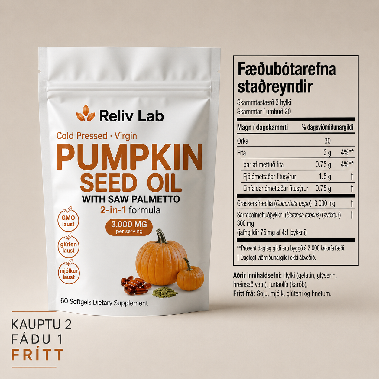 Reliv Pumpkin Seed Oil Soft Capsules